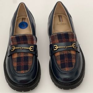 Sam Edelman Tully Buckle Round Toe Loafers, Size 2, Plaid, NWNT